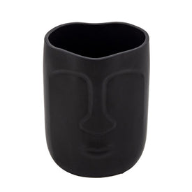 6" Ceramic Face Vase - Black