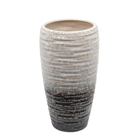 11" Textured Ceramic Vase - Cream