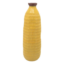 24" Dimpled Ceramic Vase - Yellow