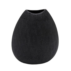 10.75" Beaded Ceramic Vase - Black