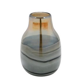 10" Metallic Glass Vase - Black/Gold