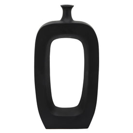 24" Ceramic Vase with Cut-Out Center - Black