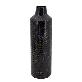 20" Alligator Scale Patterned Metal Vase - Black