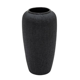 12.25" Beaded Ceramic Vase - Black