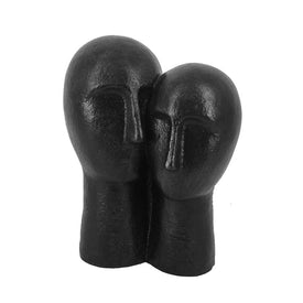 Polyresin Couple Heads Sculpture - Bronze