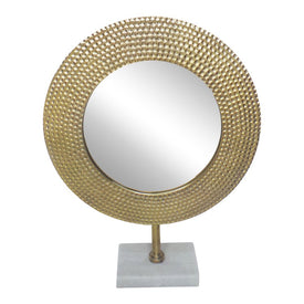 19" Hammered Metal Mirror on Stand - Gold
