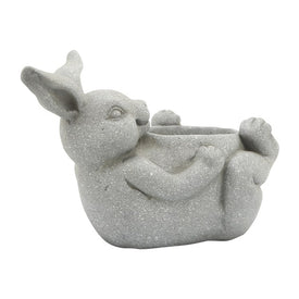 15" x 10" Magnesia Laying Bunny Planter - Gray