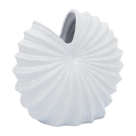 12" Ceramic Shell Vase - White