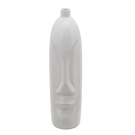 18" Ceramic Face Vase - White