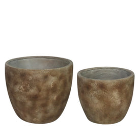 17"/20" Textured Magnesia Planters Set of 2 - Brown