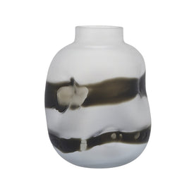 11" Dented Glass Vase - Gray