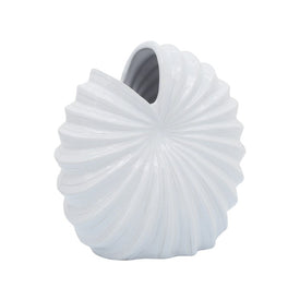 10" Ceramic Shell Vase - White