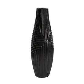 21.75" Striped Texture Vase - Black