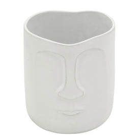 8" Ceramic Face Vase - White