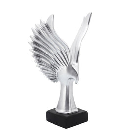 14" Polyresin Eagle Sculpture - Silver