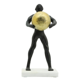12" Metal Man Carrying Ball Figurine - Black/Gold
