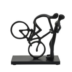 10" Metal Cyclist Kissing Couple Figurine - Black