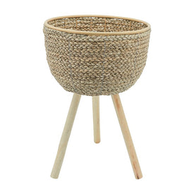 14" Woven Seagrass Planter with Legs - Natural