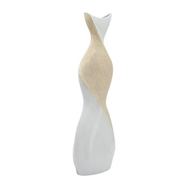 24" Two-Tone Twisted Ceramic Vase - White/Gold