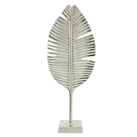 22" Leaf with Metal Base - Silver