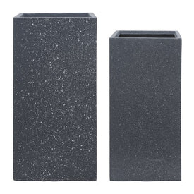 11"/13" Square Nested Polyresin Planters Set of 2 - Dark Gray