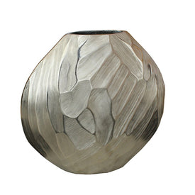 11" Hammered Aluminum Vase - Silver