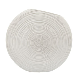 14" Ceramic Oval Swirled Ceramic Vase - White