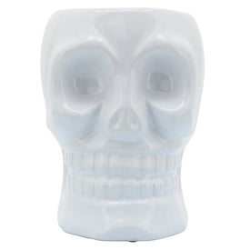 8" Ceramic Skull Vase - White