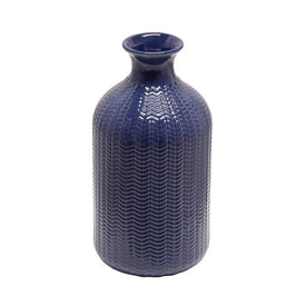 9" Ceramic Bottle Vase - Blue