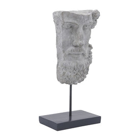 18" Polyresin Half Face on Stand - Gray