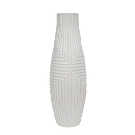 21.75" Striped Texture Vase - White