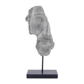 16" Polyresin Face on Stand - Gray