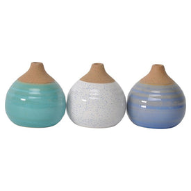 Glossy Bud Vases Set of 3 - Blue/Turquoise/White