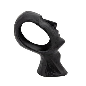 5" x 12" Metal Face Sculpture - Black