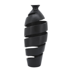 17" Metal Spiral Vase - Black