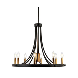 Urbanna Nine-Light Chandelier - Black and Brass Gold