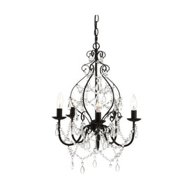 Maura Five-Light Chandelier - Black and Clear