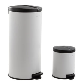 Oscar Round 8-Gallon Step-Open Trash Can - White and Black