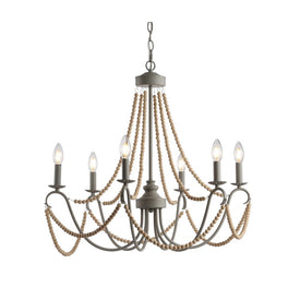 Rustica Four-Light Chandelier - Gray and Natural