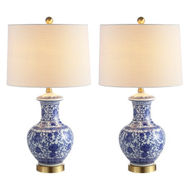 Jennifer Ceramic Table Lamps Set of 2 - Blue and White