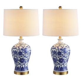 Jennifer Ceramic Table Lamps Set of 2 - Blue and White