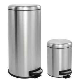 Oscar Round 8-Gallon Step-Open Trash Can - Stainless Steel