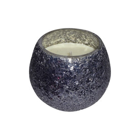 5" Crackled Glass Candle Holder with 17 oz Candle - Gray