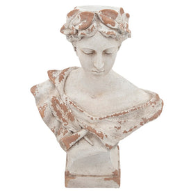 21" Polyresin Lady with Laurels - White