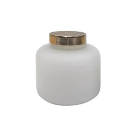 4.5" Frosted Glass Jar Candle Holder with 22 oz Candle - White