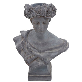21" Polyresin Lady with Roses - Gray