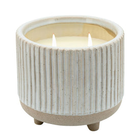 6" Ceramic Footed Planter/Candle Holder with 20 oz Scented Candle - Beige