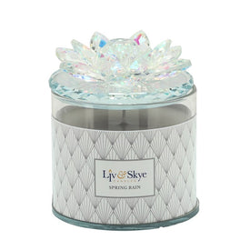 5" Glass Box with Crystal Lotus and Soy Candle - Rainbow