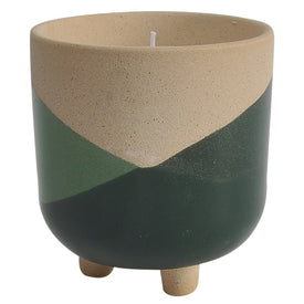 6" Ceramic Footed Planter/Candle Holder with 16 oz Scented Candle - Green