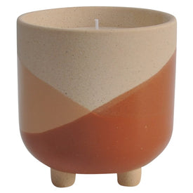6" Ceramic Footed Planter/Candle Holder with 16 oz Scented Candle - Orange